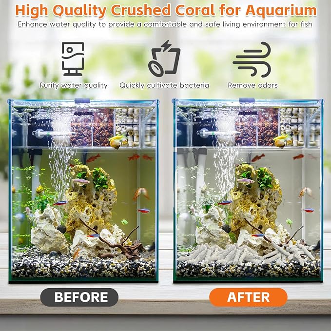 kathson 2.2lb Crushed Coral for Aquarium Crushed Coral for Freshwater Aquarium Corals for Fish Tank to Raise ph Filter Media for Fish Tank with Mesh Bag for Fish Tank Filter Media Decorations
