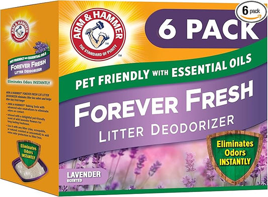 Arm & Hammer Forever Fresh Cat Litter Deodorizer, Wild Lavender, Essential Oils, Baking Soda Odor Neutralizer, 30 oz. Pack of 6 (Packaging May Vary)
