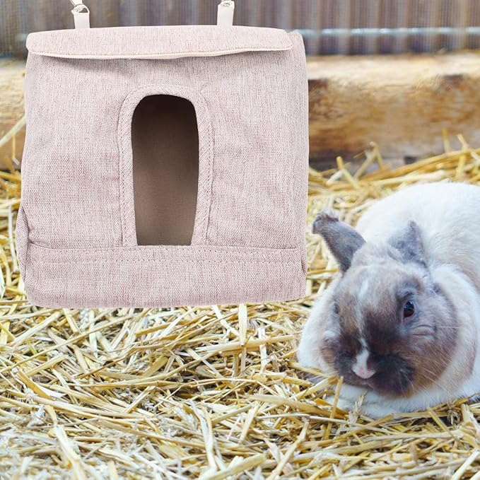 Balacoo Rabbit Hay Feeder, Guinea Pig Hay Bag Hanging Rabbit Feeder Storage for Guinea Pig, Bunny, Chinchillas, Hamsters and Small Pets and Animals (Grey, M)