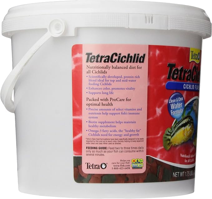 Tetra Cichlid Crisps Fish Food, 1.75 lbs | Daily Diet For Top & Mid-Water Cichlids, Protein-Rich Flakes Promote Optimal Health, Clear Water Formula Does Not Cloud Water