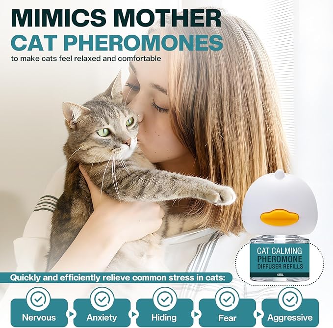Calm Relaxing Pheromone for Cats kit 48ml Refill Fits All Common Diffuser Plug in
