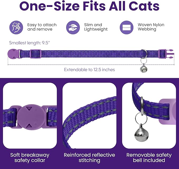 Breakaway Calming Collar Plus - Advanced Feline Pheromone System with Essential Oil Support for Cats – True Breakaway Safety Clasp, Reusable Design, Lasts Up to 60 Days – by Kitty Kompass
