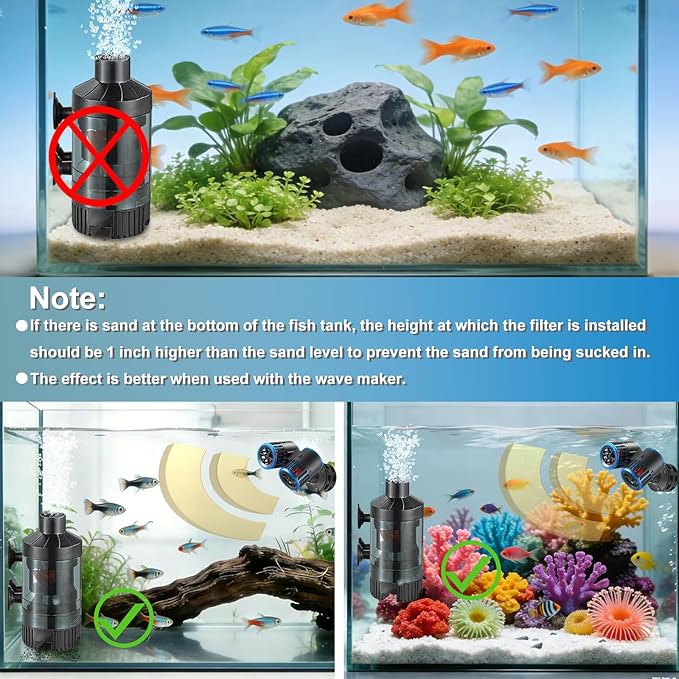 Carefree Fish Aquarium Small Sponge Bubble Filter with Fish Poops Collector Quiet for 3~8Gal Fish Tank for Saltwater and Freshwater(Not Include Air Pump)