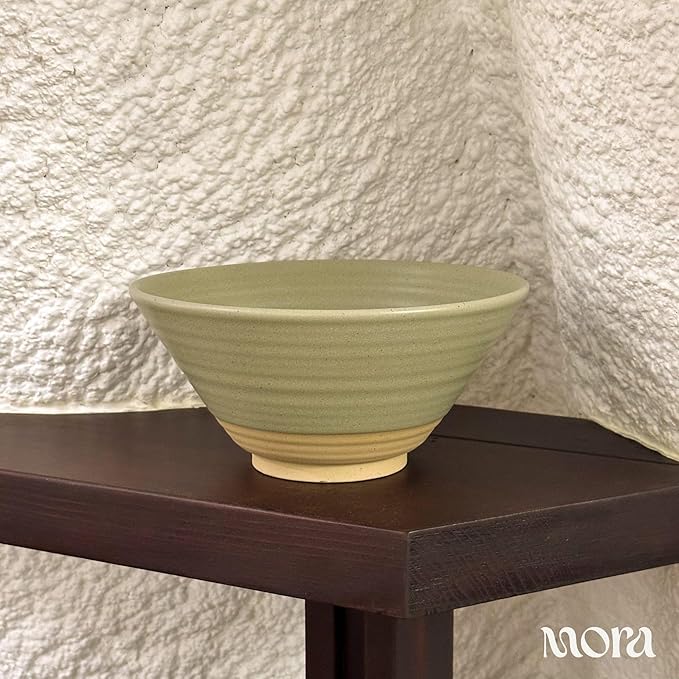 MORA Ceramic Ramen Bowl Set of 2, 45oz - Great for Pho, Miso Udon Soup, Instant Noodles, Serving, Thai or Asian Food - Microwave Safe Large Japanese Noodle Bowls, Modern Kitchen - Thyme