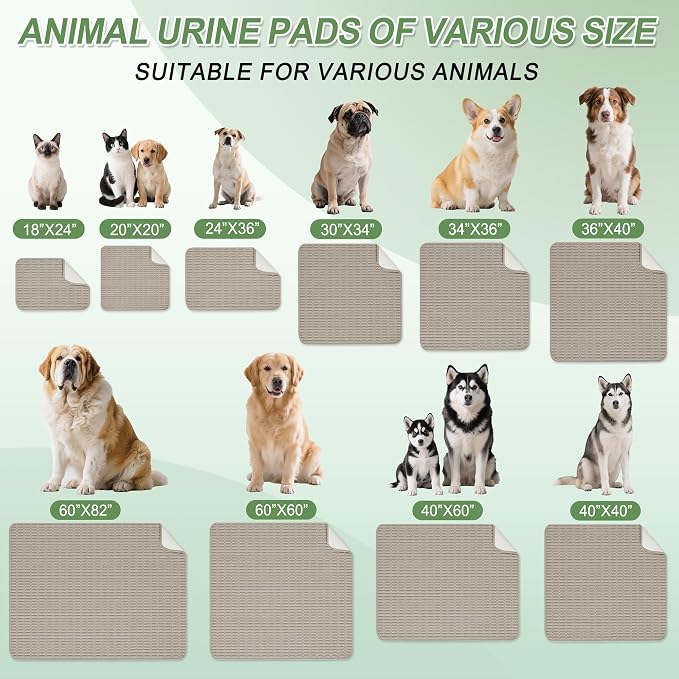 Washable Pee Pads for Dogs, 2 Pack Reusable Puppy Pads Dog Pads, Non-Slip Dog Pee Pads, Leakproof Pet Pee Pads Wee Wee Pads for Dogs. (Brown, 20"x20"(Pack of 2))