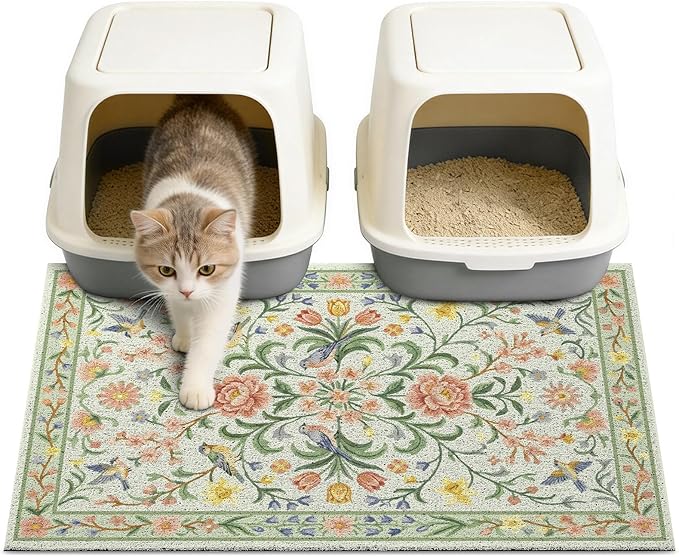 Unicorn Catcher Cat Litter Mat Non-Slip Bottom Litter Box Mat Urine-Proof Soft Litter Mat for Cats Waterproof Pads Protects Floors Cat Mat for Litter Box