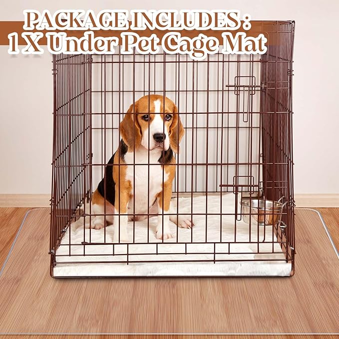 Cinnvoice Under Dog Crate Mat PVC Under Cage Mat Pet Floor Protector 48 x 48 Inch Waterproof Bird Cage Liner Washable Dog Kennel Puppy Pee Training Water Resistant Pad to Protect Floors, Clear