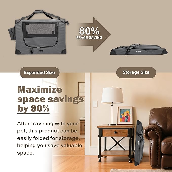 Prutapet Expandable Large Cat Carrier for 2 Cats Big Cat 20lbs+ Soft Sided Portable Crate 24"x16.5"x16.5" for Car Traveling Long Trips Ride with Collapsible Bowl and Litter Box