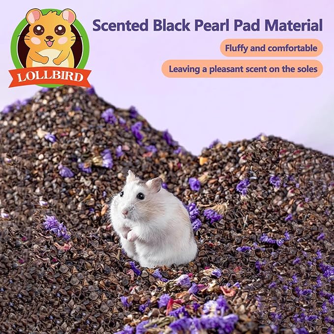 Natural Buckwheat Hulls Hamster Bedding - Odor Control & Low Dust Substrate for Dwarf Syrian Hamsters, Gerbils, Mice - Digging Enrichment Small Animal Cage (0.78lb)
