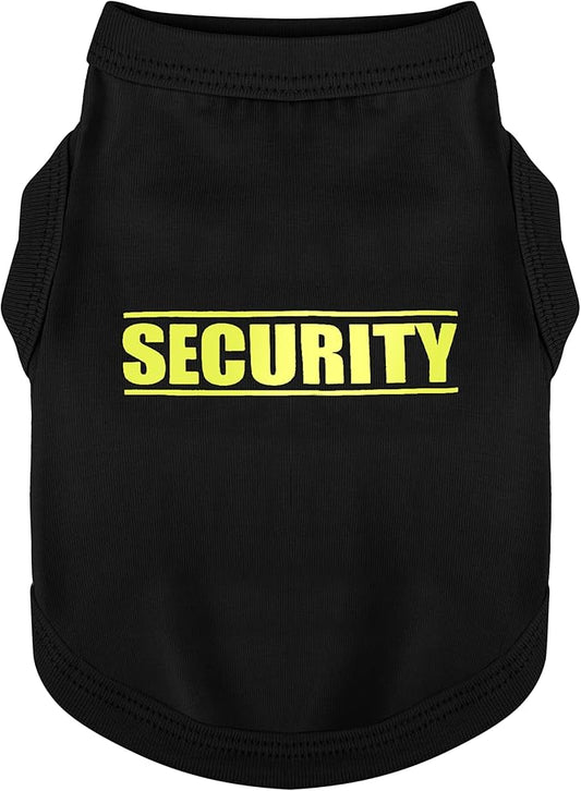 Discover Cozy Cotton Canine Wear: Soft, Lightweight, and Breathable Dog Shirt Vest with Eye-Catching Graphics(Security), Keeping Your Furry Friend Warm and Comfy! Black XS