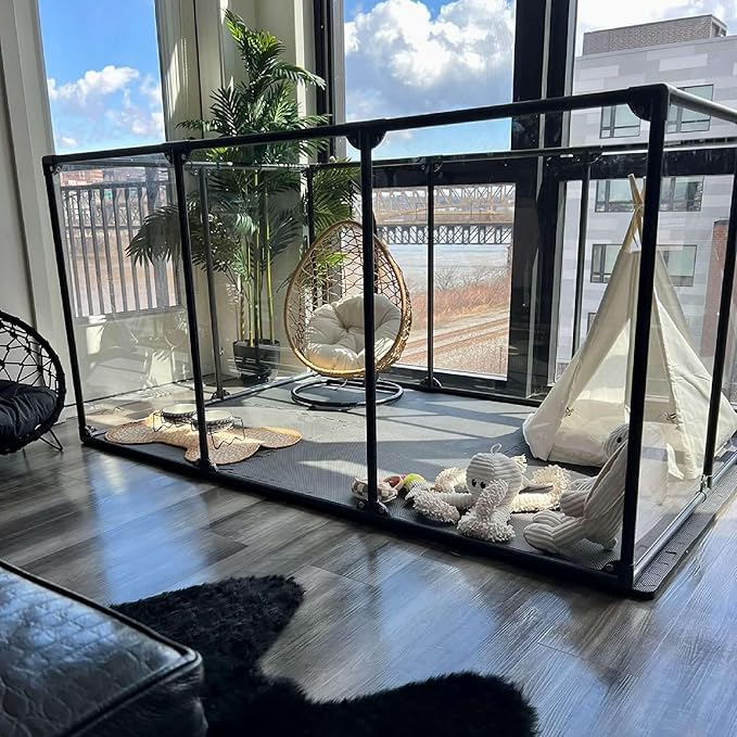 Clearly Loved Pets 36" Tall Large Lucidium Pet Pen, Silver
