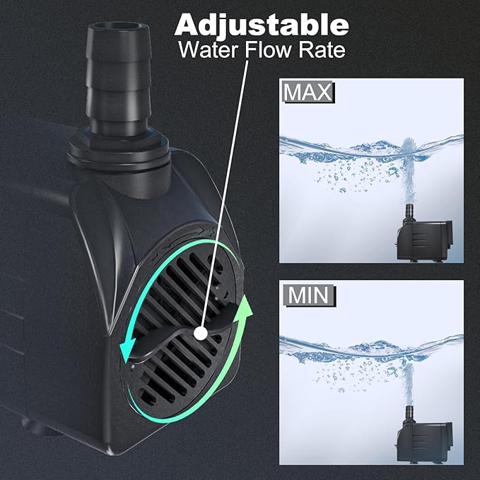 Knifel 400GPH 25W Submersible Water Pump, 10ft Power Cord & Wire hose | Ultra Quiet Pump for Aquarium, Fish Tank, Outdoor Pond, Garden, Aquarium, Fountain and Hydroponic Systems