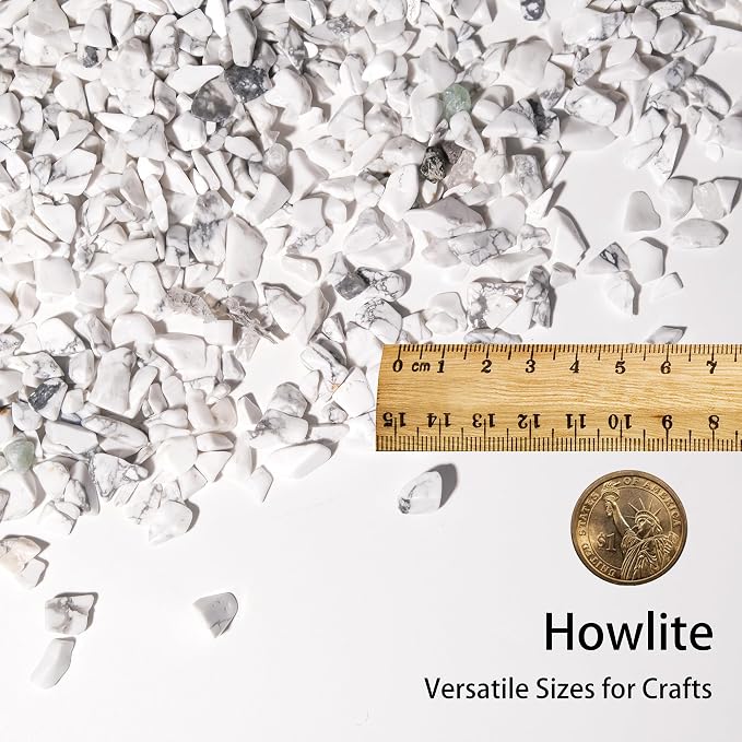 Howlite Chips Bulk 1lb, 1200+ Pieces, 5-8mm Natural Gemstones