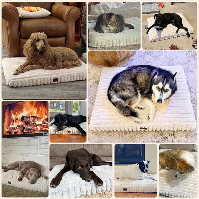Orthopedic Dog Bed for Extra Large Dog, Waterproof Pet Bed for Crate,Non-Slip Bottom and Egg-Crate Foam with Removable Washable Cover Crate Bed,Blue,41"x27"x4"
