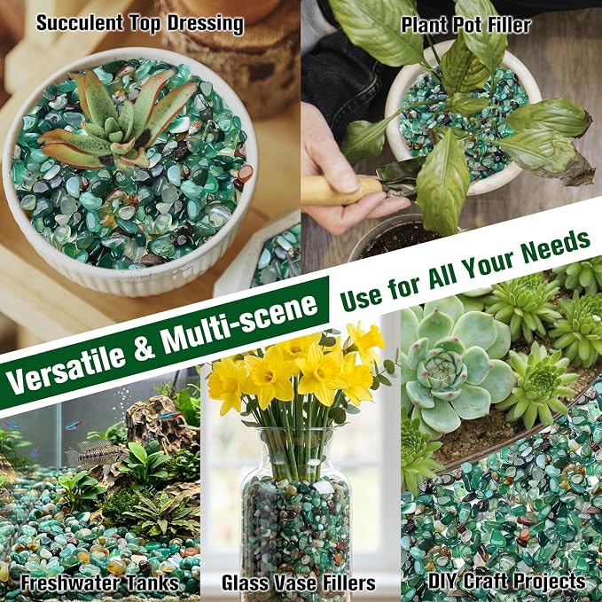 Halatool 4LB Green Aquarium Gravel, 0.35"-0.6" Landscaping Pebbles | Safe, Fish Tank Gravel for Fish Tanks, Succulents, Plant Top Dressing, Fairy Gardens, Vase Filler, Home Decor