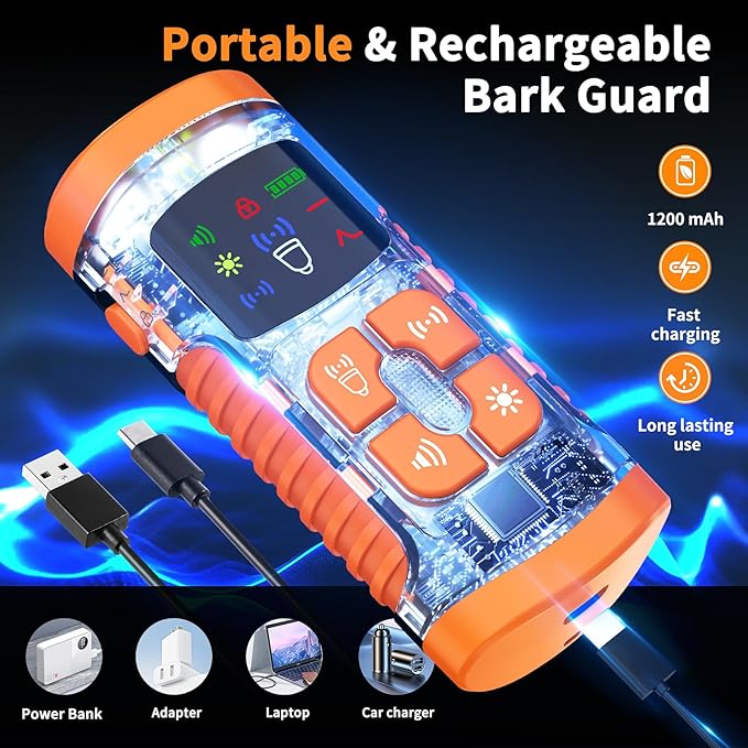 Dog Bark Control Devices - Ultrasonic Anti Barking Deterrent for All Dogs, Pets Gentle Trainer with LCD Screen, 35 ft Range Barkguard Stopper, Portable Humane Behavior Training Tools Indoor Outdoor