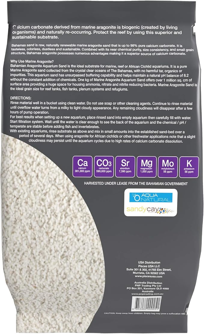 AquaNatural Coarse Aragonite 20lb for Reef, Saltwater and Marine Aquariums, Sand