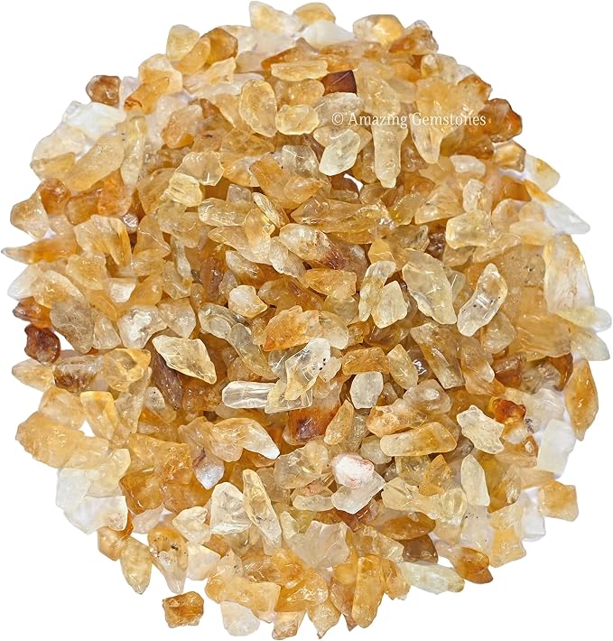 Amazing Gemstone Citrine Crystal Chips Aquarium Gravel Rocks - 1000+ Carat Citrine Chips Bulk Fish Tank Gravel, Small Tumbled Stone Chips and Tiny Crystals for Decoration (Natural AAA Grade Gemstones)