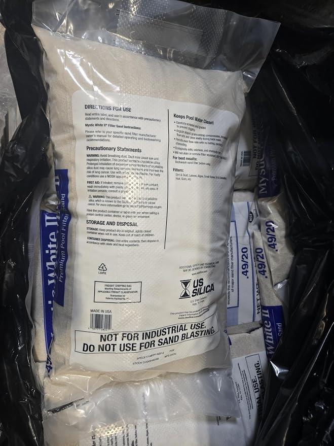 U.S. Silica 2 Pack Mystic White II Sand for Above Ground and Inground Pool Filter Pumps, 50 Lb - Accessories and Supplies for Swimming Pool System Cleaning and Maintenance