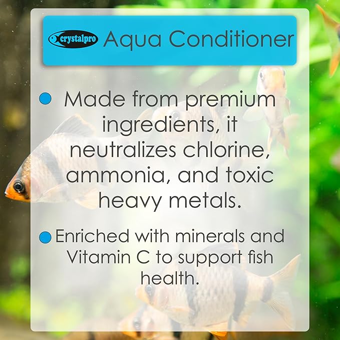 Crystalpro Aqua Conditioner - Treats 1250 Gallons - Aquarium Water Conditioner - Neutralizes Chlorine and Ammonia 4.2 Oz