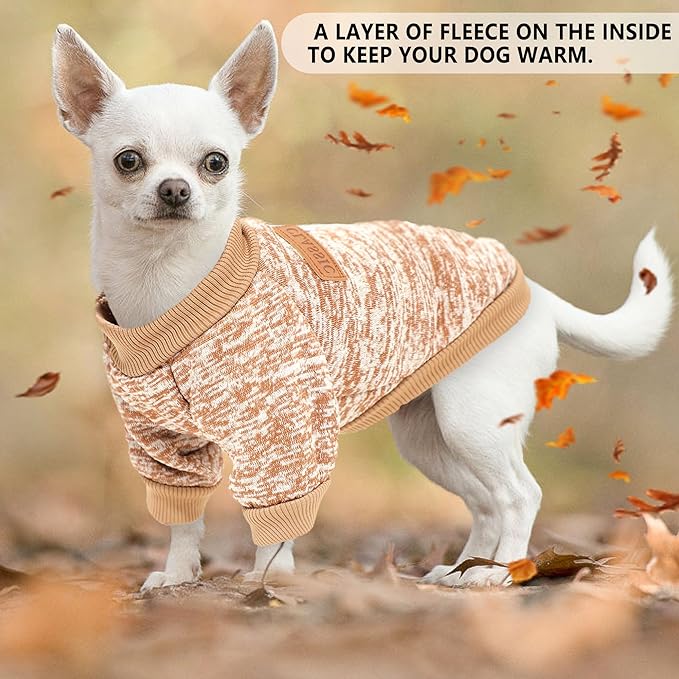 2 Pack 2.5-3.5lbs Dog Sweaters for Small Dogs Dog Clothes Winter Fleece Puppy Sweater Warm Pet Outfits for Yorkie, Chihuahua, Bulldog, Dachshund, Pug, XXS