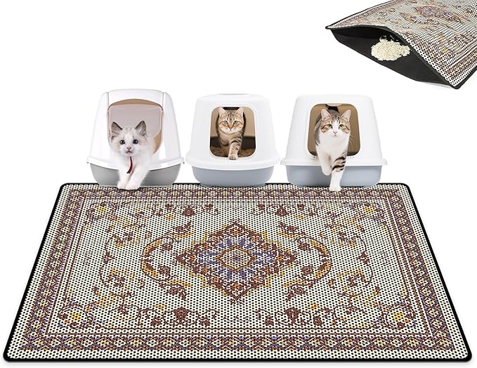 Cat Litter Mat 26.8"x46.5" Double Layer Waterproof Litter Box Mat Washable Litter Trapping Mat