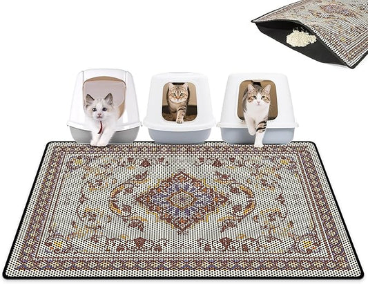 Cat Litter Mat 26.8"x46.5" Double Layer Waterproof Litter Box Mat Washable Litter Trapping Mat