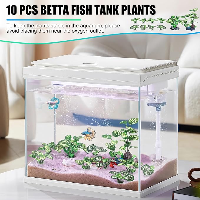MyLifeUNIT Silk Aquarium Plants, 10 Pack Betta Fish Tank Decor for Aquarium Decoration and Fish Tank Decorations