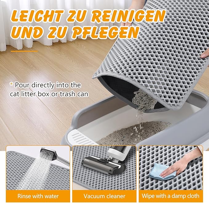 Double Layer Cat Litter Mat, 24x15 Inch Waterproof Litters Box Mat, Non-Slip Cat Mat for Litter Box