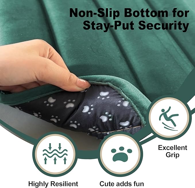 pobopobo Dog Crate Pad, Ultra Soft & Anti-Slip Kennel Mat, Secure Fit for Metal Crates & Dog Cages, Washable Cozy Bed for Small Medium Large Dogs (Green, XS(18"*12"*1.5"))