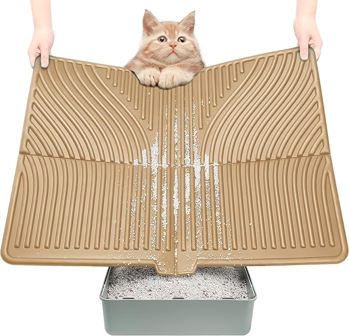 UPSKY Cat Litter Mat, Large Litter Box Mat Keep Floor Clean, 31" x 24" Kitty Litter Trapping Mat Soft on Kitty Paws, Waterproof and Washable Cat Mats for Litter Scatter Control