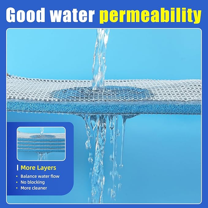 AQUANEAT Aquarium Filter Sponge 8-Layer Filter Media Pad, Cut-to-Size Foam Floss for Fish Tank Sump Pond (28" x 11" x 0.6")