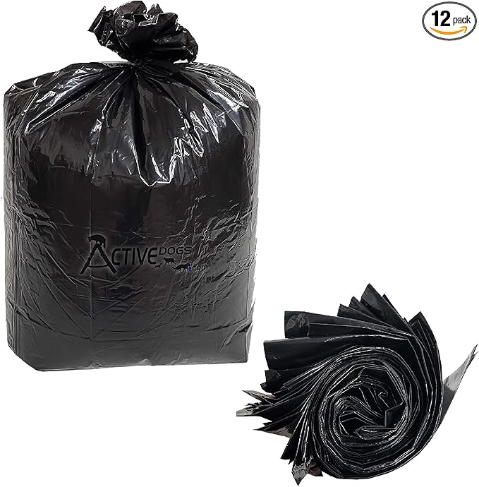 ActiveDogs Dog Poop Bucket Bags 12PK - Heavy Duty 5 Gallon Poop Bags for Dogs Waste Removal Trash Can, Bucket or Pail - Extra Thick 1.2ml Plastic Tear Resistant & Leak Proof Refill Liners