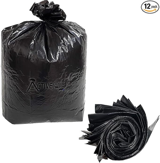 ActiveDogs Dog Poop Bucket Bags 12PK - Heavy Duty 5 Gallon Poop Bags for Dogs Waste Removal Trash Can, Bucket or Pail - Extra Thick 1.2ml Plastic Tear Resistant & Leak Proof Refill Liners
