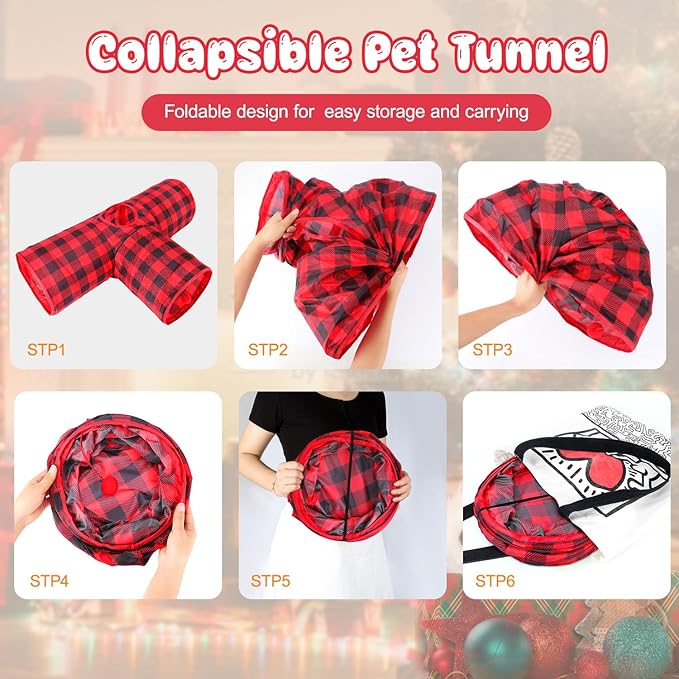 BWOGUE Bunny Tunnels & Tubes Collapsible 3 Way Bunnys Hideout Small Animal Activity Tunnel Toys for Dwarf Rabbits Guinea Pigs Kitty
