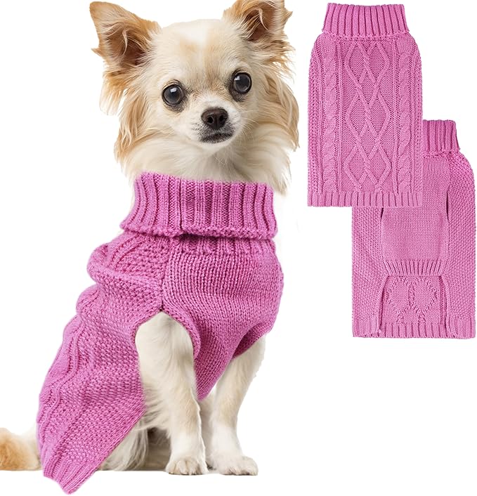 Dog Sweaters for Small Dogs Pink Puppy Sweaters Girl Dog Clothes for Chihuahua Sleeveless Doggie Knitwear Winter Pet Clothes Cat Sweater (Pink, Small)