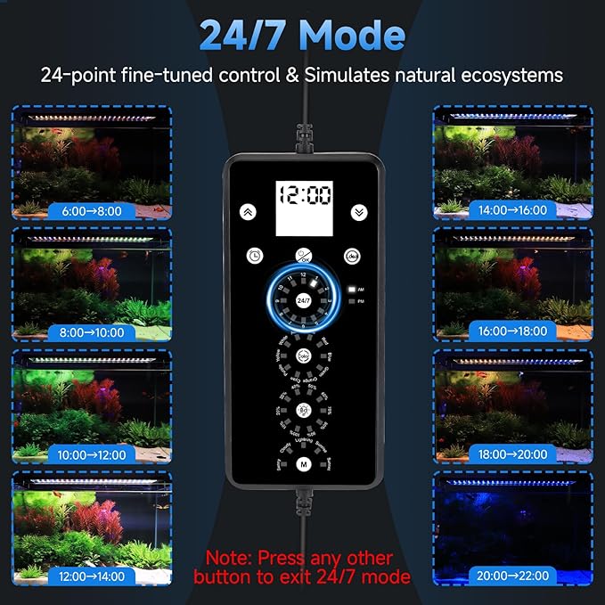 fishkeeper LED Aquarium Plant Light, 24/7 Full Spectrum Aquarium Light with 5 Nature Weather Mode, Auto On Off with Timer for 32-40 Inch Fish Tank, Adjustable Colors/Brightness with Memory Function