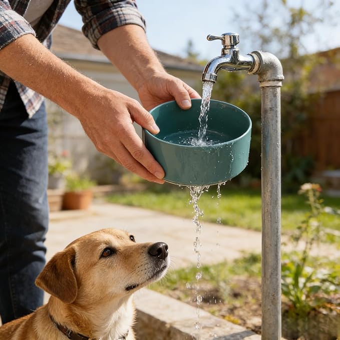 Ceramic Dog Bowl 28 oz – Non-Slip, Easy-Clean Food & Water Bowl for Medium Dogs & Cats – Dark Green