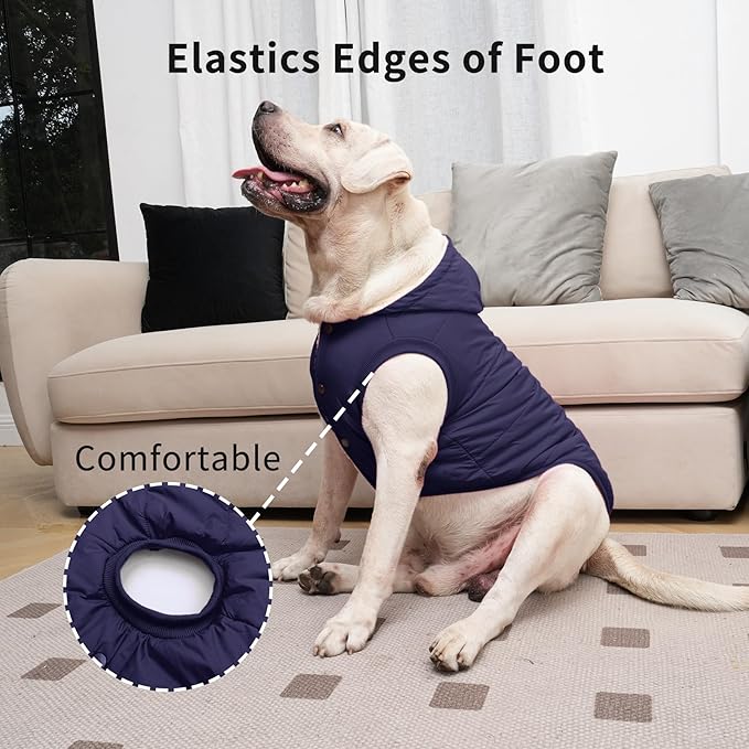 Vecomfy Fleece Lining Extra Warm Dog Hoodie in Winter for Medium Dogs Jacket Pet Coats with Hooded,Blue L