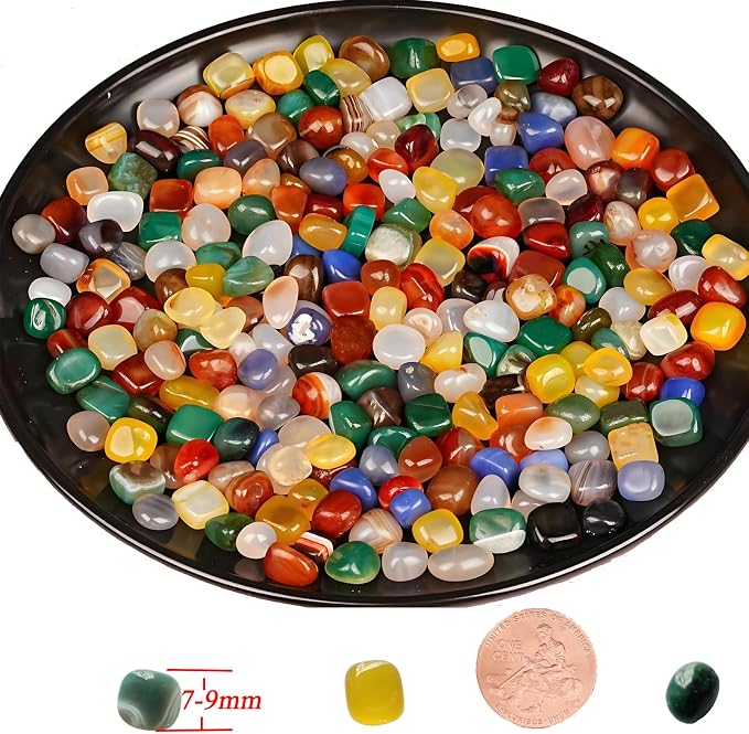 1Lb Pebbles for Indoor Plants, Vase, Succulent, Bamboo, 1/3" Plant Rocks for Pots Indoor, Small Decorative Colorful Agate Stone for Home Decor, Highly Polished