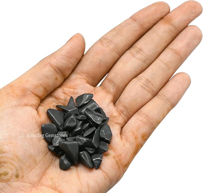Shungite Crystal Chips Aquarium Gravel Rocks - Bulk Fish Tank Gravel, Small Tumbled Stone and Tiny Crystals for Decoration (Natural AAA Grade Gemstones)