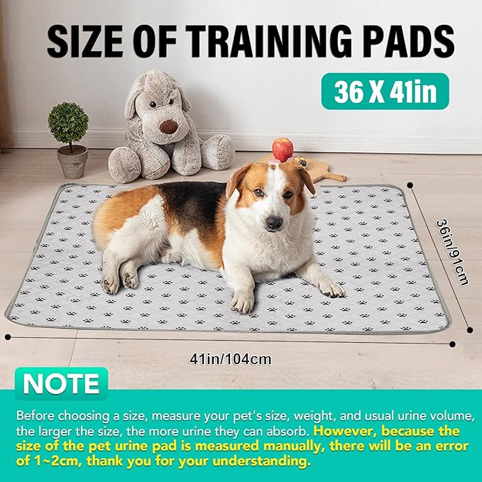 FURWEY 5 Pack Large 36"X41"Washable Pee Pads for Dogs Super Absorbent Dog Training Pads Non-Slip Waterproof Pet Training Pads Mats Whelping Pads for Dogs Cats Puppy