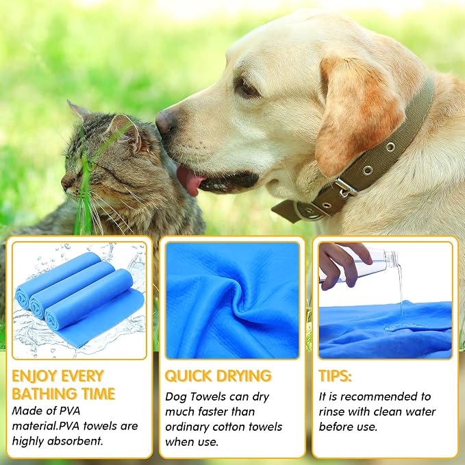 Tatuo 3 Pieces Pet Absorbent Dog Bath Towel for Drying Dogs 25.2 x 16.34 Inch Quick Drying Pet Shower Grooming Towel Machine Washable Suitable for Any Size Dogs Cats
