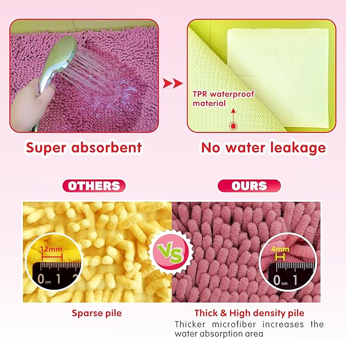 Guinea Pig Cage Liner Bedding 2 PCS, Washable Guinea Pig Bed Mat, Extra Absorbent Rabbit Pee Pad Reusable, Non-Slip Fleece Blanket for Bunny and Small Animal Cage Accessories (Pink, 24"x16")
