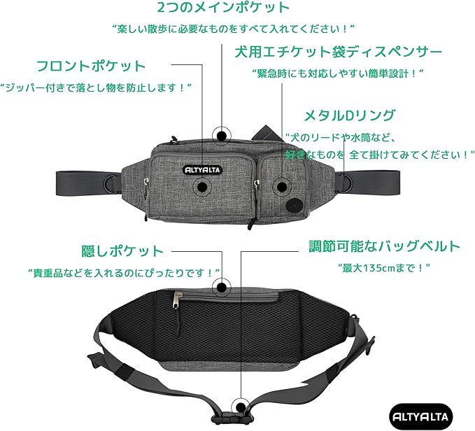 EZ Dog Walking Fanny Pack, Dog Training Treat Pouch, Easy for Walking with Dogs, Belt Bag with 6 Pockets and Waste Bag Dispenser