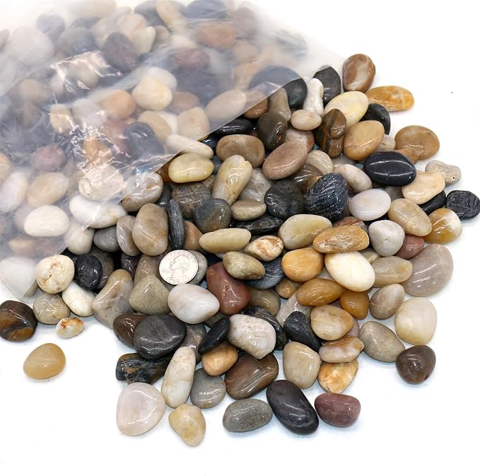 Mixed Color Polished Rocks for Plants, Decorative Pebbles, 0.5-1 Inch, 18lb