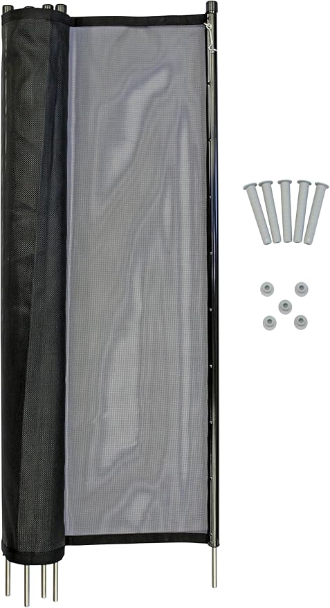 WaterWarden Pool Safety Fence 4' x 12', UL Certified to ASTM F2286 Safety Standards, Removable, Easy DIY Installation, Black Protective Mesh Netting with Black Frames