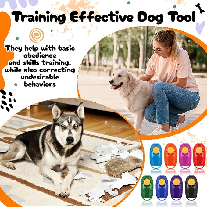 15 Pcs Dog Training Clicker Pet Behavioral Training Clickers Colorful Dog Clicker for Trainings Dogs Behavior Aids Trainings Effective for Cat Puppy Birds Animal, Durable Lightweight