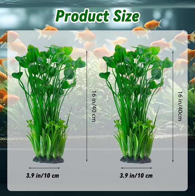 kathson Large Plastic Aquarium Plants,2 Pcs Tall Fish Tank Plants Decor Artificial Seaweed Water Plant Ornament Freshwater and Saltwater Extra Large Aquarium Plant Decorations for Small Tanks