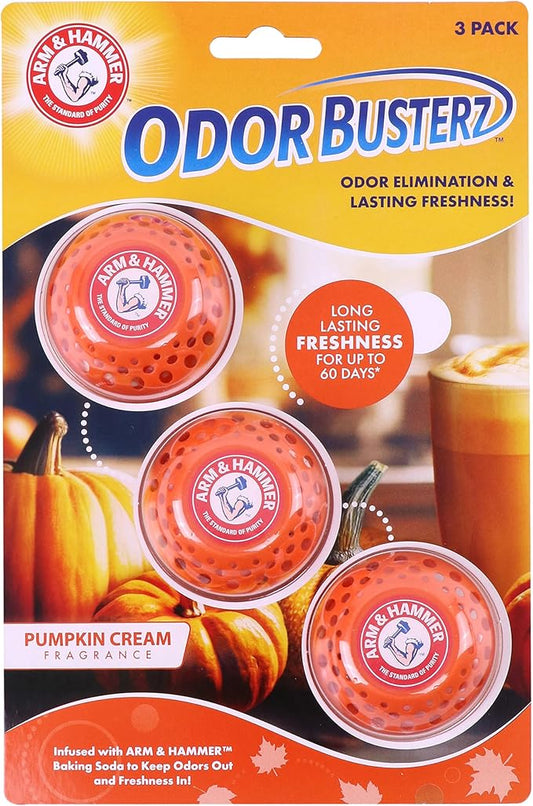 Arm & Hammer OdorBusterz® Odor Eliminator Balls, Pumpkin Cream, 3 Count – Baking Soda Odor Control for Closets, Drawers, Hampers & Small Spaces